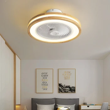 Hálószoba Fa LED Mennyezeti Ventilátor Lámpa Fényt Néma Távirányító Haza Dekoratív Világítás Rajongók Mennyezetre szerelt Lámpák Lámpák