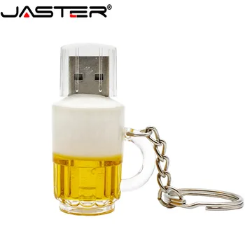JASTER Aranyos Ajándék Különleges Sörös korsó Modell USB 2.0 Flash Drive Üveg Pendrive 8 gb 16 gb 32 gb-os Memory Stick Toll Hüvelykujj