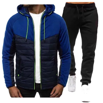 2021 Téli Kabát Beállítja Férfi Melegítő Alkalmi Streetwear Divat Kapucnis Kabát + Melegítő Hip-Hop Kapucnis Outwear Kabát, Öltöny