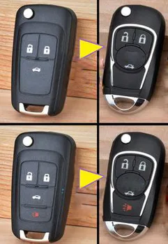 3 4 Gombot Módosított Flip Összecsukható Kulcs Shell Chevrolet Cruze Malibu Kocsi Kulcsot, Üres az Esetben a Vágatlan Penge