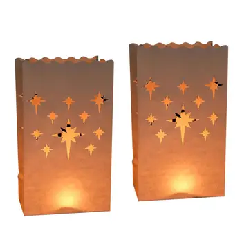 10 DB Gyertya Égitest Táskák Flameless LED Tea Fények Táskák 4 Minták lángálló Papír Lámpás, A Gyertya Kicsi Is
