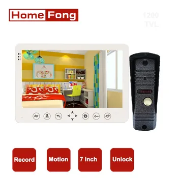Homefong 7 Hüvelykes Vezetékes Videó Kaputelefon Rendszer Csengő Kamera Monitor Ajtó Telefon 1200TVL Kinyit SD Kártya Mozgásérzékelő