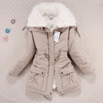 Női téli kabát sűrűsödik kapucnis, hosszú kabát női kabát, vékony haj galléros pamut, bélelt kabát női ruha le kabátok