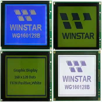 WG160128B WINSTAR a monokróm grafikus LCD 160x128 dot mátrix kijelző modul 129x102 95.96x75.76mm képernyő kék háttérvilágítás