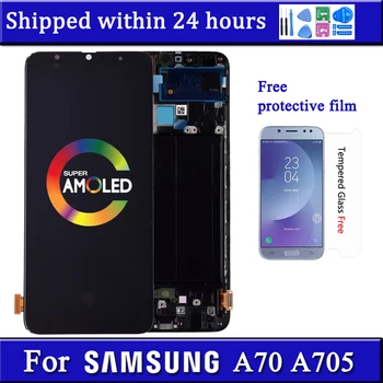 Super Amoled Samsung A70 Kijelző A705 A705FN A705YN A705F A705GM LCD érintőképernyő Digitalizáló Szerelvény Csere