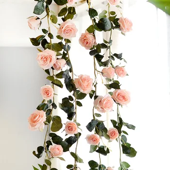 1,8 M Mesterséges Hamis Rose Szőlő Mesterséges Virágokat, Koszorút, Vintage Eukaliptusz Lóg Növény Otthoni Esküvői Ajtó Parti Dekoráció