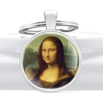 Klasszikus Divat Mona Lisa Üveg Búra kulcstartók Medálok Férfiak Nők kulcstartó Medál Ékszer, Ajándék