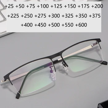 Magas Dioptria Olvasó Szemüveg a Férfiak Ultrakönnyű Fél Keret Presbyopic Nagyító Szemüveg Üzlet, Szemüveg +175+450+500+550+600