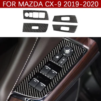 4 Db Valós Szénszálas Belső Tapasz Bal oldali Meghajtó Ablak Panel Matricák a Mazda CX-9 2019-2020