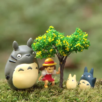 Cartoon DIY Gyanta Totoros Mei minifigura Babák Fa Táj Miniatűr Figurákat Otthon Kert Dekoráció Játékok Gyerekeknek Ajándékokat