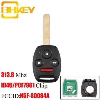 BHKEY 3+1Buttons 313.8 Mhz-es Távirányító Autó kulcs A Honda Civic Si EX 2006-2011 ID46/PCF7961 Chip Honda N5F-S0084-Egy kocsikulcsot