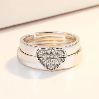 Klasszikus Pár Gyűrű A Férfiak a Nők CZ Kő Trendi Esküvői Szerelmesek' Gyűrű Ékszer Romantikus Kombináció Fél Szív Gyűrű, Tartozékok