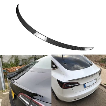 Hátsó Csomagtartó Spoiler A Tesla Model 3 2017-2019 2020 2021 Hátsó Csomagtartó Ajak Szénszálas Fényes Fekete ABS Szárny Spoiler Autó Stílus