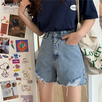 Farmer Rövidnadrág Nők Zsebbel Tizenéves Streetwear koreai Vintage Magas Derekú Ins Női Nadrág Nyári Elegáns, Stílusos, Minden mérkőzés Egyszerű
