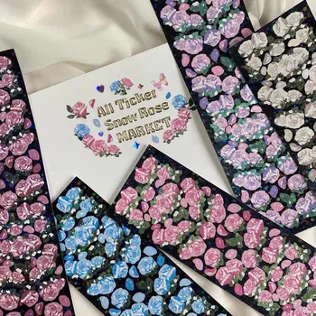 Színes Hó Rose Lézer Matrica Aranyos koreai Verzió Ins Kezét Figyelembe DIY Dekoráció Csillag Üldözött Kis Kártya Anyag, Papíráru