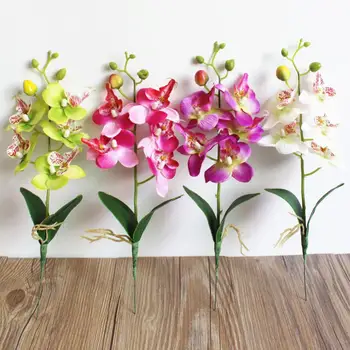 5 Fej Mesterséges Hamis Pillangó Orchidea Virág, Tele Van Élet A Házban, Kertben, Esküvői Dekoráció Rendelkezések Virág Esztétikai Supplie