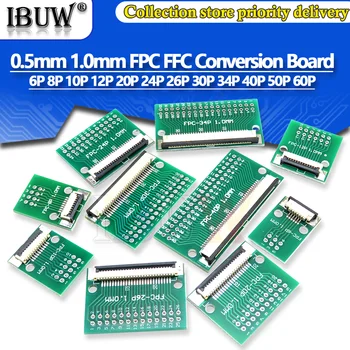 Az FPC FFC 0.5 MM, 1,0 MM Pitch Konverziós tábla DIY PCB-testület 6P~60P 6 8 10 20 24 26 30 34 40 50 60 O csatlakozó Kábel transzfer