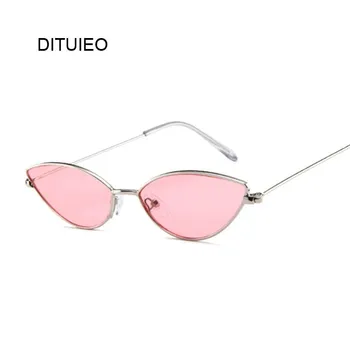 Retro Pink Macska Szemét Napszemüveg Női Luxus Márka Tervezője Fém Keret Kör Napszemüvegek Női Divat Világos Árnyalatok Oculos