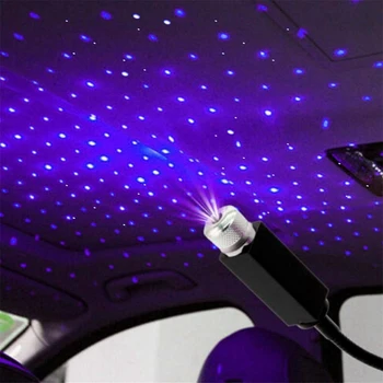 Autó Tető Csillagos Éjszakai Fény Led Projektor Légkör Galaxy Lámpa USB Dekoratív Lámpa Állítható Autó Belső Dekor Lámpa