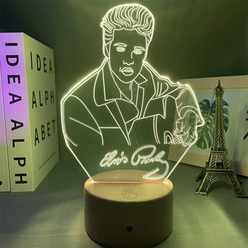 A Paraszt Macska Király A Nyugati Pop 3D-s LED-es Éjszakai Fény, Elvis Presley Ábra Gyerekeknek Hálószoba Dekoráció asztali Lámpa Rajongók Ajándék