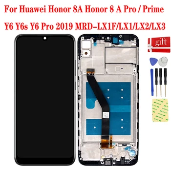 A Huawei Honor 8A 8A Pro LCD Kijelző Panel Y6 Miniszterelnök 2019 LCD érintőképernyő Digitalizáló Érzékelő Szerelvény Keret MRD-LX1F LX1