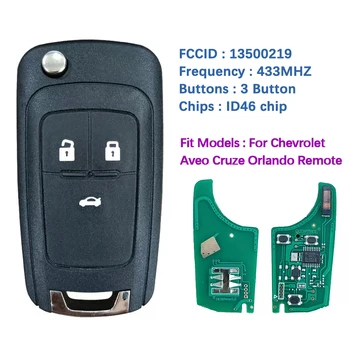 CN014002 20 Db Utángyártott 3 Gomb Flip Kulcs ID46 Chip Chevrolet Cruze 433 mhz-es Frekvencia 13500219