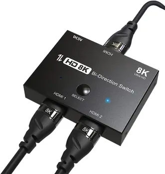 CABLEDECONN HDMI Ultra 8K HD 2.1 Bi-Directional Kapcsoló 8K@60Hz 4K@120Hz 1in 2out 2a-1out nagysebességű 48Gbps Splitter Átalakító