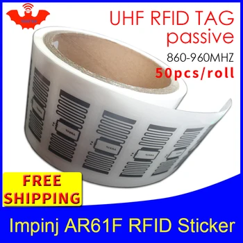 Az RFID címke UHF matrica impinj MonzaR6 AR61F nedves inlay 915mhz868 860-960MHZ EPC 6C 50pcs ingyenes szállítási ragasztó passzív RFID címke