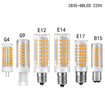 G9 G4 E12 E17 BA15D LED Lámpa AC220V 8W Kerámia SMD2835 LED Izzó Meleg/Tiszta Fehér Reflektor Halogén izzó helyére 5db