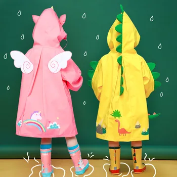 Gyermek Kapucnis Esőkabát Rajzfilm Rózsaszín Egyszarvú Lányok Eső Kezeslábas Szép Dinoszaurusz Kisfiú Eső Dzsekik 2-8Y Gyerekek Eső Kabát