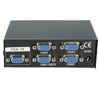 150MHz VGA Kapcsoló, 4 Port, VGA, SVGA Videó Váltó HD Jel Erősítő Erősítő Splitter Széles Képernyő 1 4 Monitor Projektor