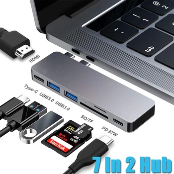 USB-C Hub Adapter MacBook Pro/Levegő 2019 2020 2018,7 2 USB Hub 4K HDMI 2 USB3.0 TF/SD Kártya Olvasó USB-C thunderbolt 3