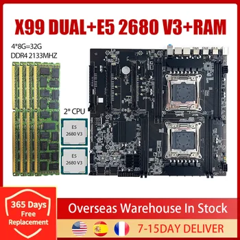 X99 Számítógép Alaplap, E-ATX Négy Csatorna DDR4 Memória Slot 256G + XEON E5 2680 V3 Dual CPU DDR4 USB3.0 Szerver, ATX
