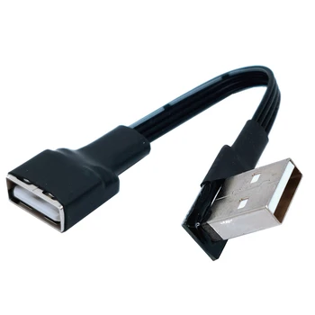 10cm 20cm 50CM USB 2.0 EGY Férfi-Nő 90 Szögletes Hosszabbító Adapter kábel USB2.0 férfi-nő jobbra/balra/fel/le Fekete kábelt