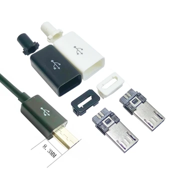 10 stücke Micro USB 5PIN Schweißen Typ Stecker Anschlüsse Ladegerät 5P USB Schwanz Lade Buchse 4 az 1-weiß Schwarz