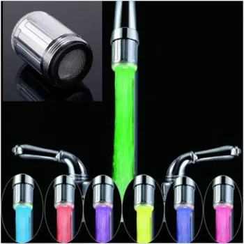7 Színek RGB Változó Világító LED-Víz Csapot-Patak Fény Zuhany Érintse meg a Fejét Konyha Nyomás Érzékelő Tartozék Fürdőszoba