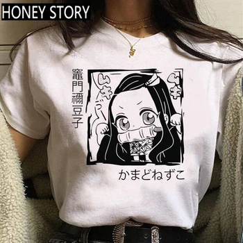 Démon Vadász Kimetsu Nem Yaiba Póló Nők Aranyos Japán Anime Tanjirou Kamado Grafikus Póló Harajuku Rajzfilm Tshirt Femme