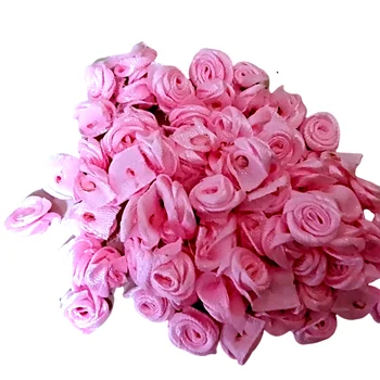 HL 100 Kézzel készített Rózsaszín Szalag Rózsa a Virágok, Esküvői Dekoráció DIY Kézműves Ruházati Kiegészítők Varrás Appliqués 15MM A660