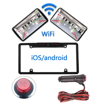 Vezeték nélküli Állítható USA Rendszámtábla Keret, Biztonsági Kamera, Vízálló éjjellátó Telefon App Wifi tolatókamera