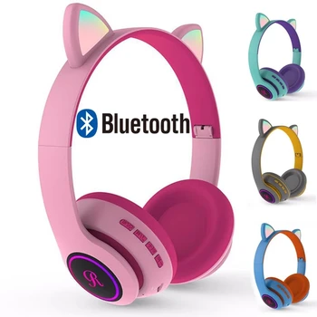 Aranyos Macska Fülét Vezeték nélküli Bluetooth-kompatibilis 5.0 Fülhallgató Mikrofon, LED Világítás Gaming Headset Fülhallgató Telefon Gyerekek