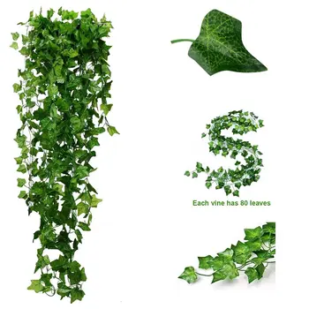 Szimulációs Mesterséges Zöld Növény Szőlő Levelek Zöld Koszorú Gyönyörű, Gyönyörű Erkély Dekoráció