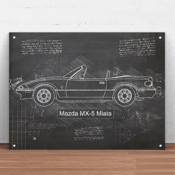 Mazda MX-5 Miata (1989 - 98) Autó Fém Adóazonosító Jel Fém Tábla Fali Dekor Fashion Art Dekor Poszter,Barlang,Garázs,Bár,Pub