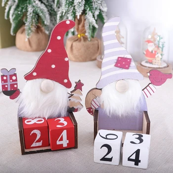 Karácsony Fa Adventi Visszaszámlálás Naptári Aranyos Arctalan Gnome svéd tomte barátja Naptár Blokk DIY Home Office Asztali Dekoráció G