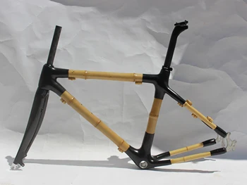 Új Jövevény ! Ingyenes Szállítás ! 2021 Bambusz Út Kavics Kerékpár Váz Kerékpár Frameset fekete 700x35~42c