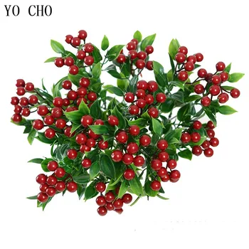 YO CHO 1Bunch Mesterséges Virág, Növény, Karácsonyi Dekoráció Bogyós Faág Kedvező Gyümölcs Otthoni Üzlet Dekoráció Hamis Olcsó Növény