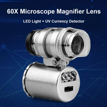 Mini Mikroszkóp, LED Lámpa, Ékszerész Nagyító Nagyítólencse 60X Nagyítás