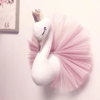 Állat Hattyú Feje Flamingo Fali Dekor INS egyszarvú Medve Lóg a Mount Kitömött Plüss Játék Hercegnő Baba, Lány Gyerek Ajándék Óvoda Szobában