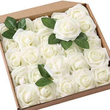 Rózsa művirágok-25 Db Nagy PE Hab Rose Mesterséges Virág Fejét DIY Esküvői Csokrok Asztaldíszek Esküvői Zuhanyzó Rész