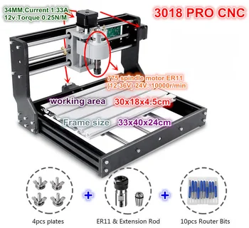 3 Tengely DIY 3018 Pro CNC GRBL Kontroll Mini Gép Pcb Pvc Lézer Gravírozás Marógép Fa Router