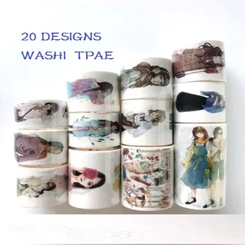 20 Minták Washi Tape Nagyon szép Lányokat, Sorozat Tervező Japán DIY Papír Maszkoló Szalagot Címkét, Matricát Napló Scrapbooking Ajándék